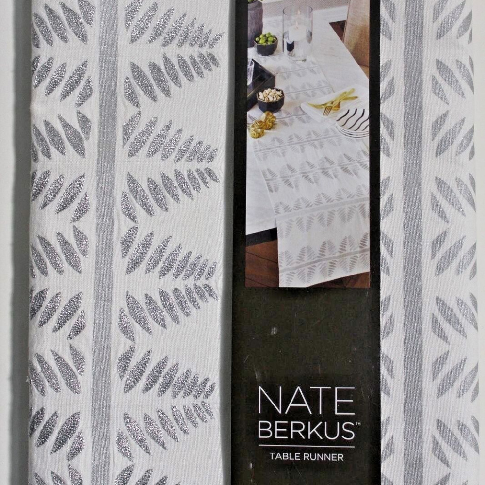 Nate Berkus Embroidered Metallic Leaf Table Runner